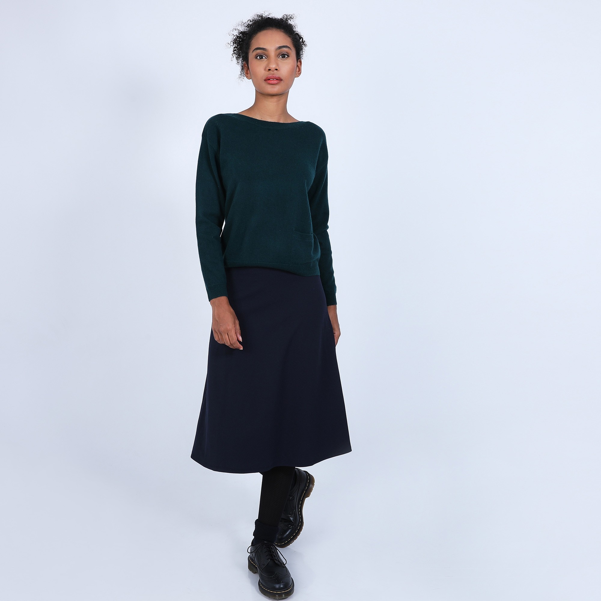 Pull col bateau en cachemire - Bal 6642 emeraude - 21 Vert foncé