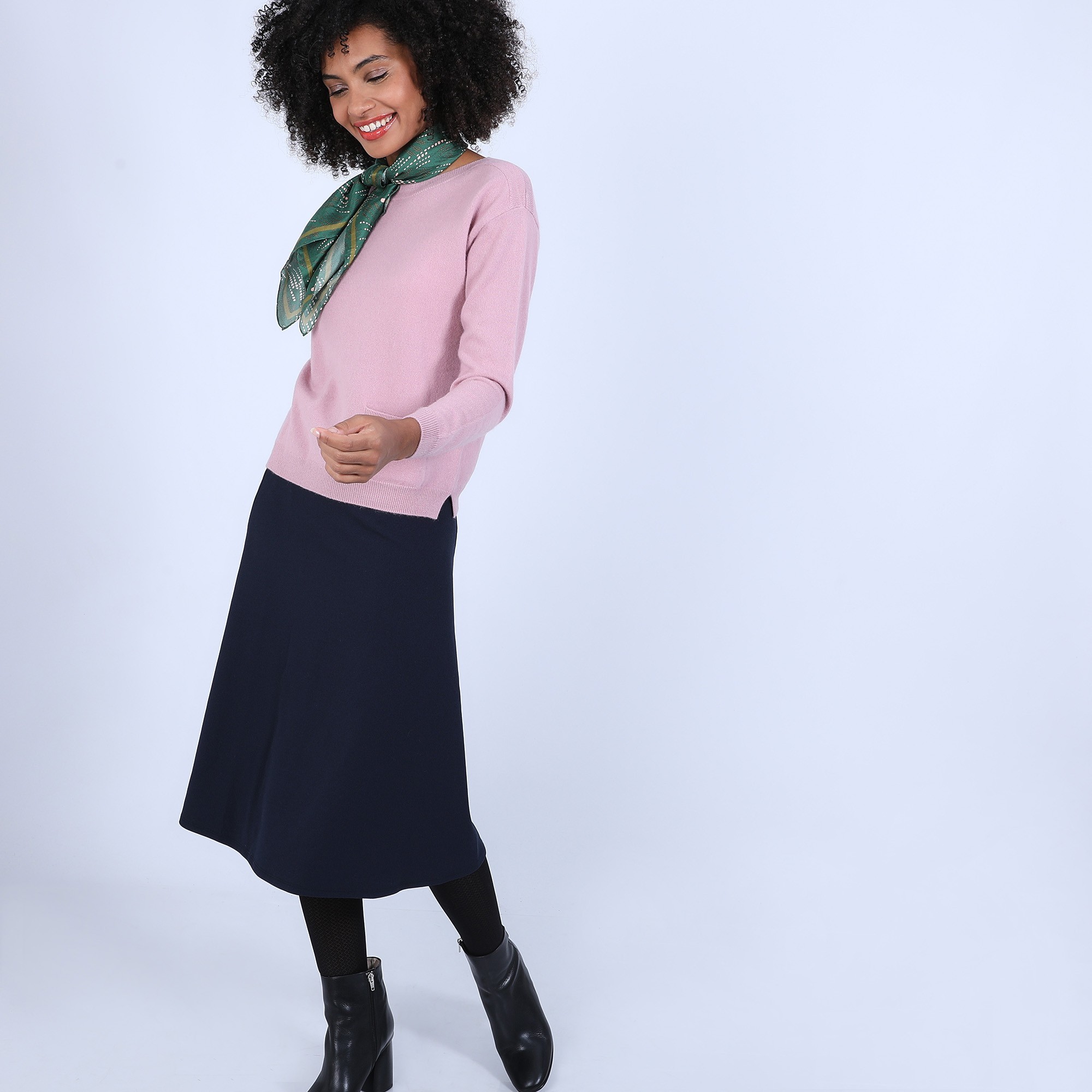 Pull col bateau en cachemire - Bal 6683 buvard - 25 Rose moyen