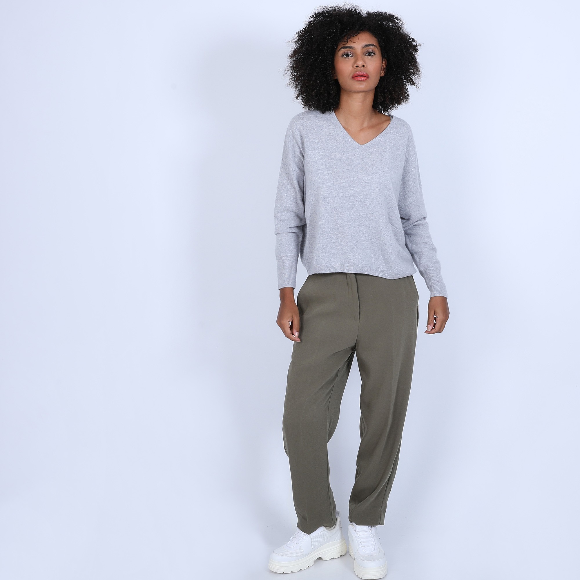 Pull ample avec poche - Balba 6612 gris clair - 11 Gris clair