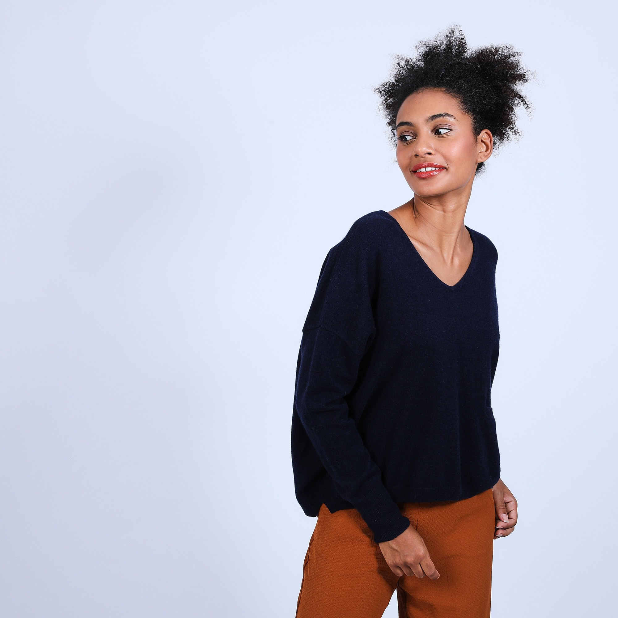 Pull ample avec poche - Balba 6640 marine - 05 Bleu marine