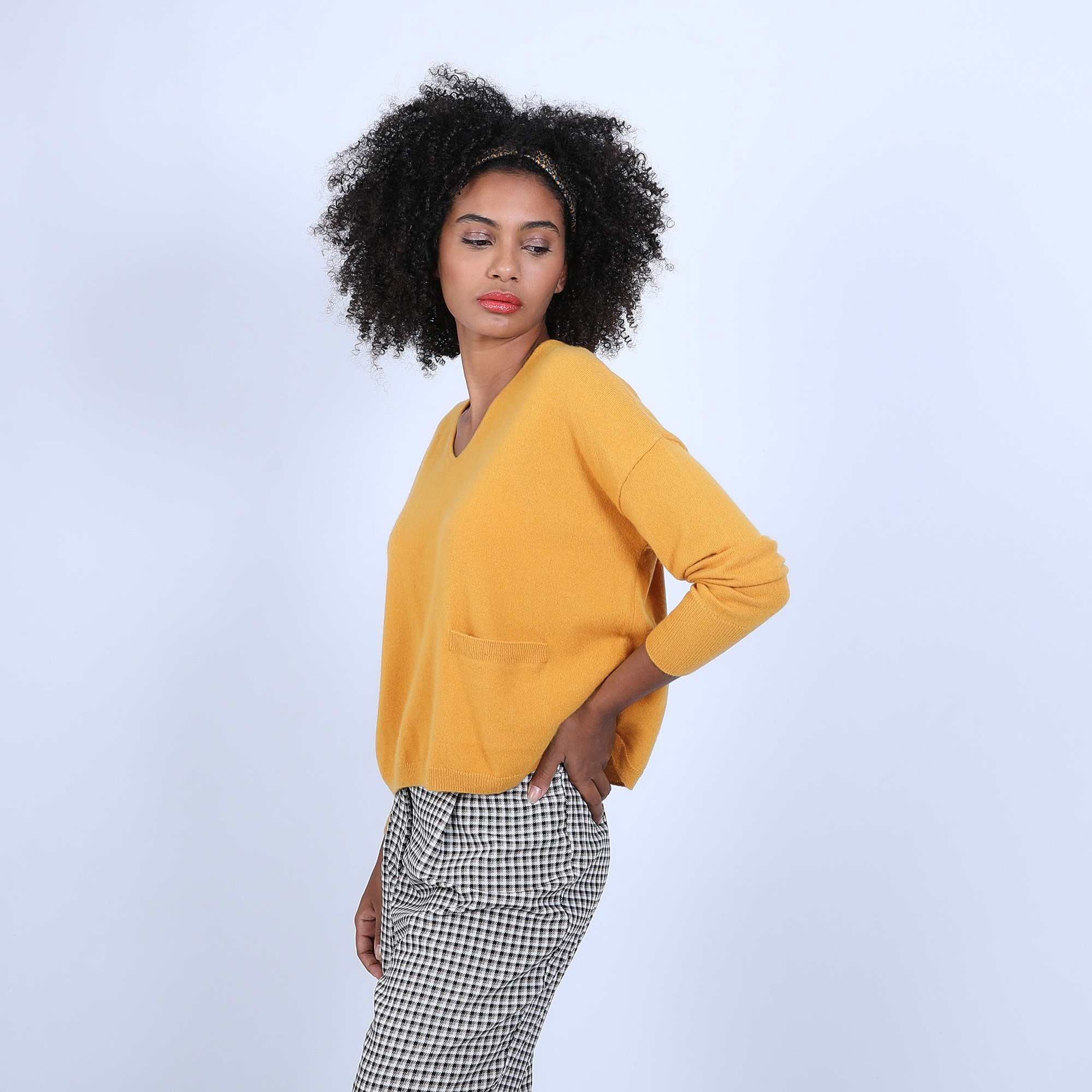 Pull ample avec poche - Balba 6660 cannelle - 89 Moutarde