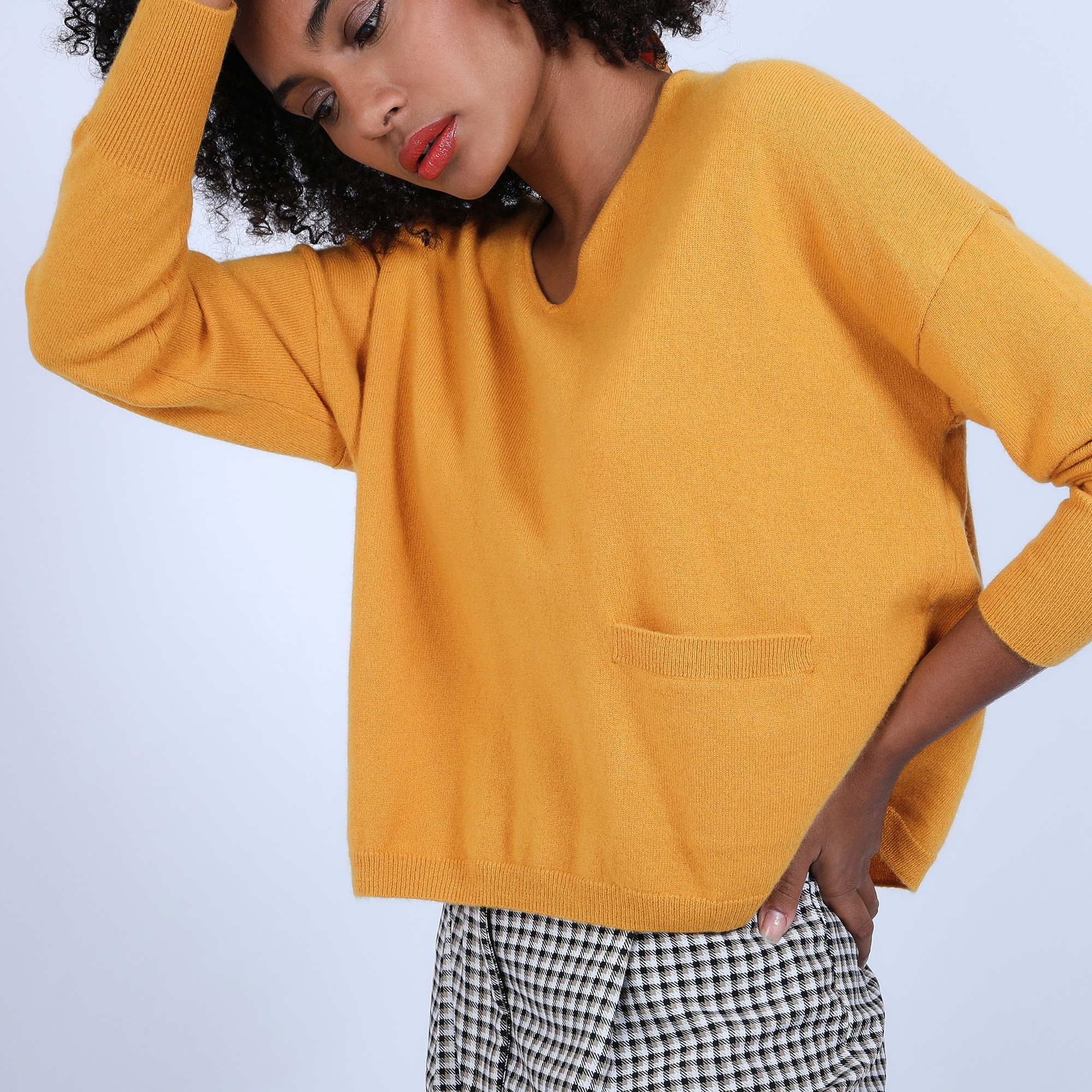 Pull ample avec poche - Balba 6660 cannelle - 89 Moutarde