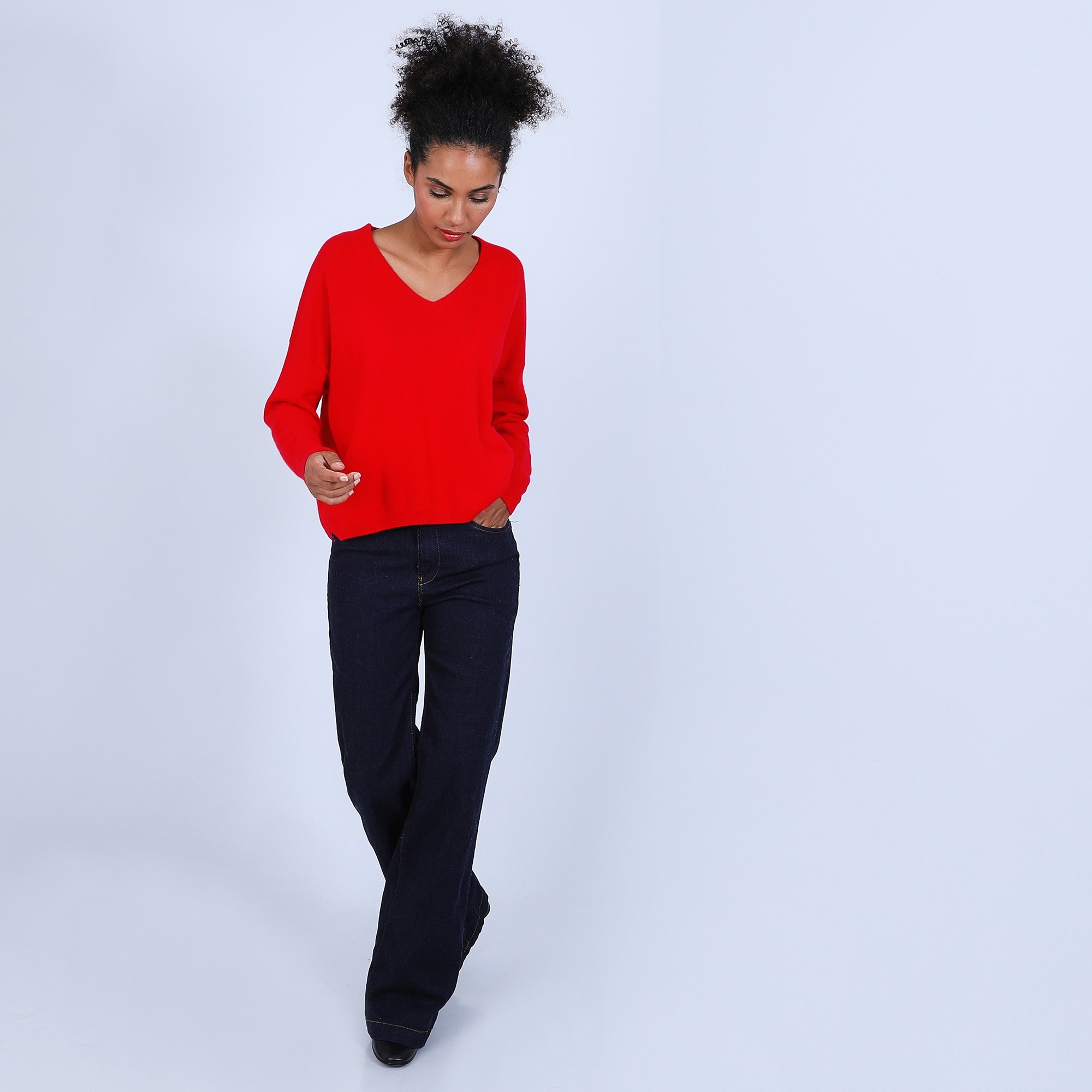 Pull ample avec poche - Balba 6680 ecarlate - 52 Rouge