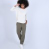Pull col rond boutons arrière - Becky 6601 ecru - 82 Ecru