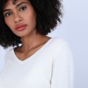 Pull col V en cachemire - Bijou 6601 ecru - 82 Ecru