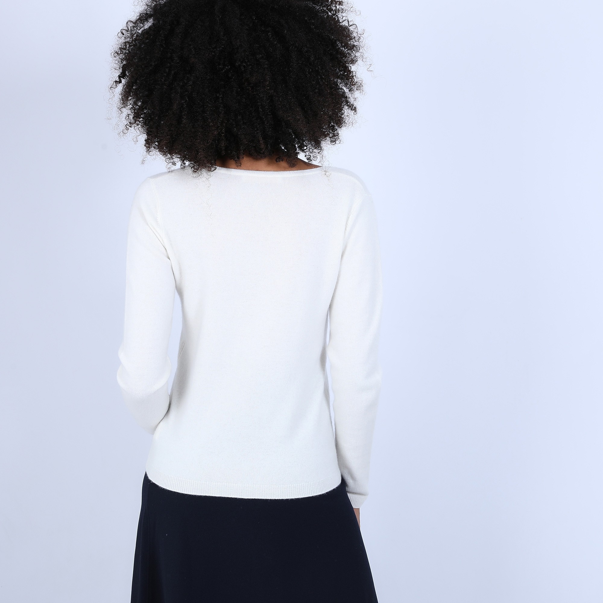 Pull col V en cachemire - Bijou 6601 ecru - 82 Ecru