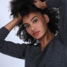 Pull col V en cachemire - Bijou 6611 gris anthracite - 10 Gris foncé