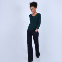 Pull col V en cachemire - Bijou 6642 emeraude - 21 Vert foncé