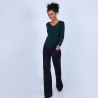 Pull col V en cachemire - Bijou 6642 emeraude - 21 Vert foncé