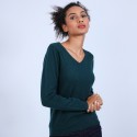 Pull col V en cachemire - Bijou 6642 emeraude - 21 Vert foncé