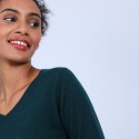 Pull col V en cachemire - Bijou 6642 emeraude - 21 Vert foncé