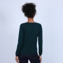 Pull col V en cachemire - Bijou 6642 emeraude - 21 Vert foncé