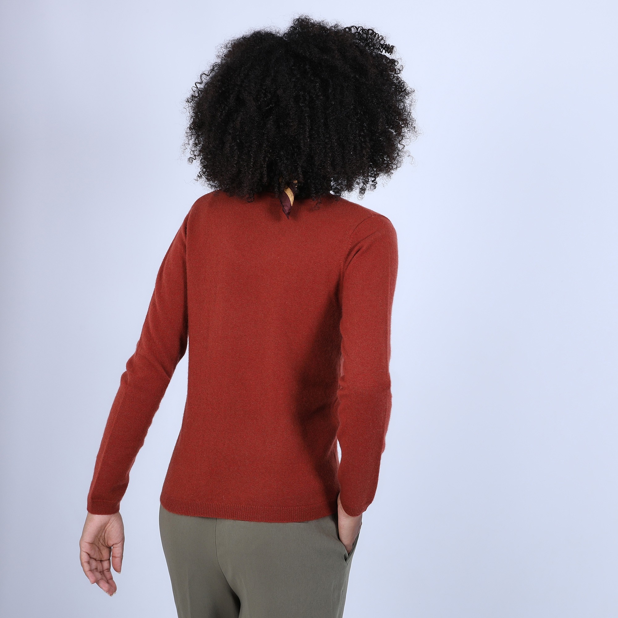 Pull col V en cachemire - Bijou 6682 tomette - 46 Marron clair