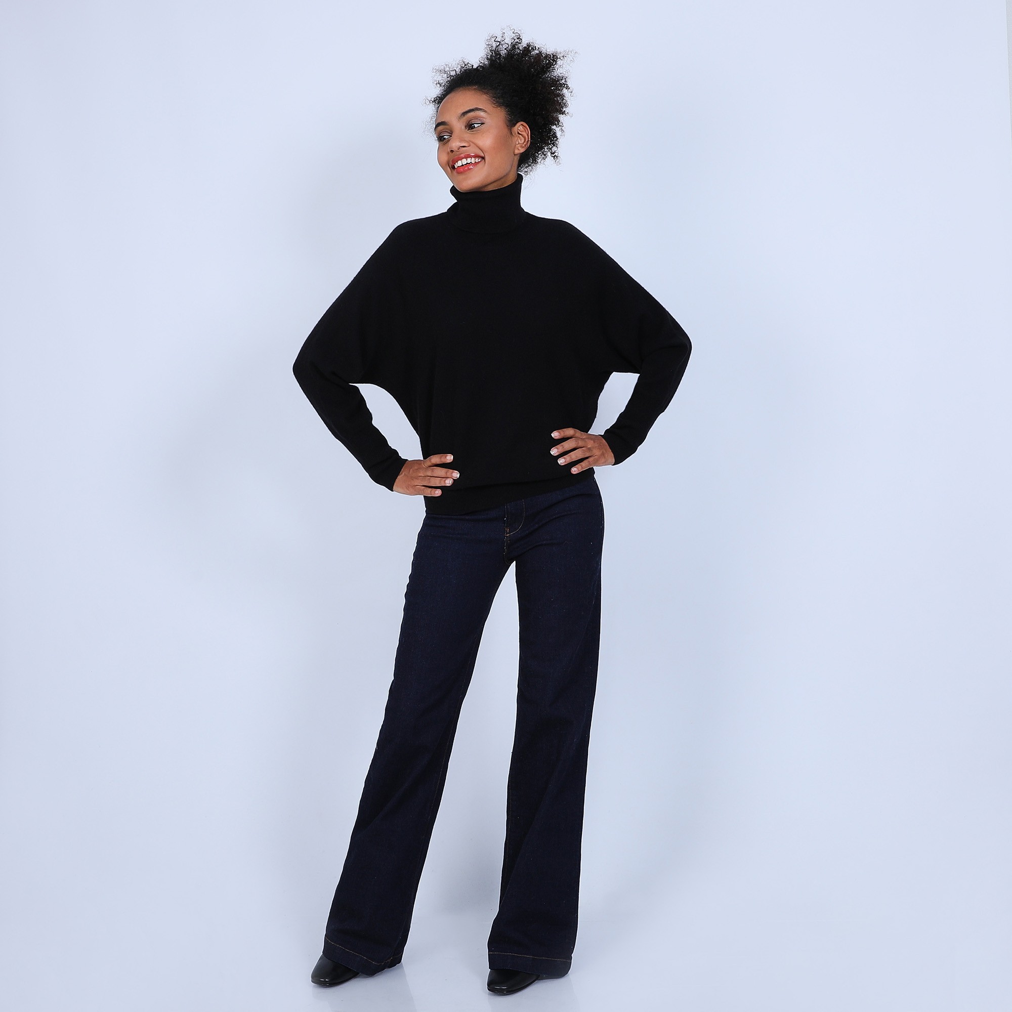 Pull chauve souris col roulé - Bob 6610 noir - 01 Noir