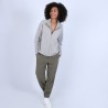 Gilet col montant en soie et laine velours - Bresil 6620 greige - 11 Gris clair 