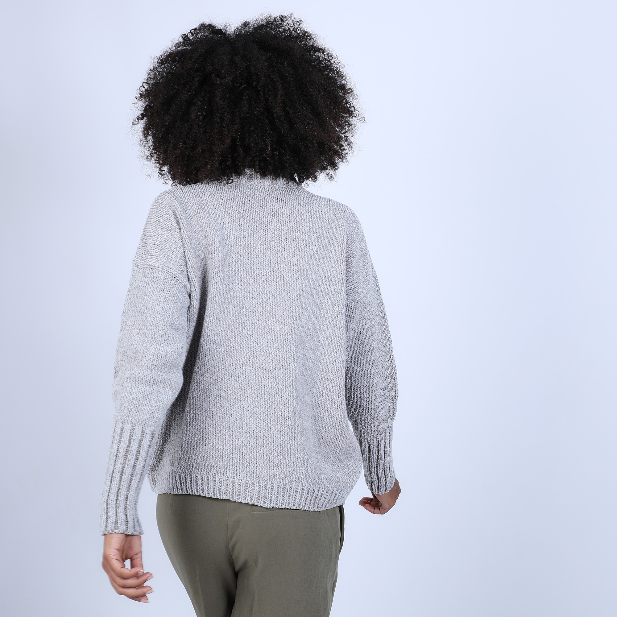 Gilet col montant en soie et laine velours - Bresil 6620 greige - 11 Gris clair 