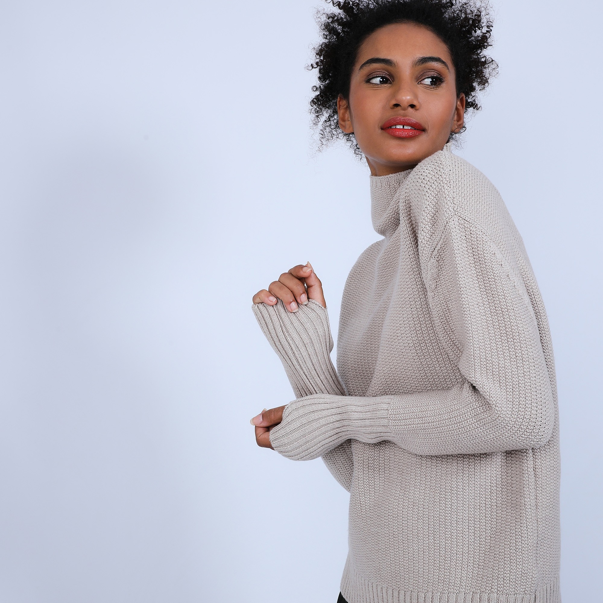 Pull manches extra longues Solange 6601 ecru - 13 beige moyen