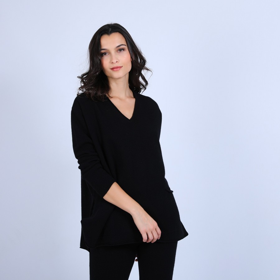 Pull ample col V en cachemire  - Olyvia