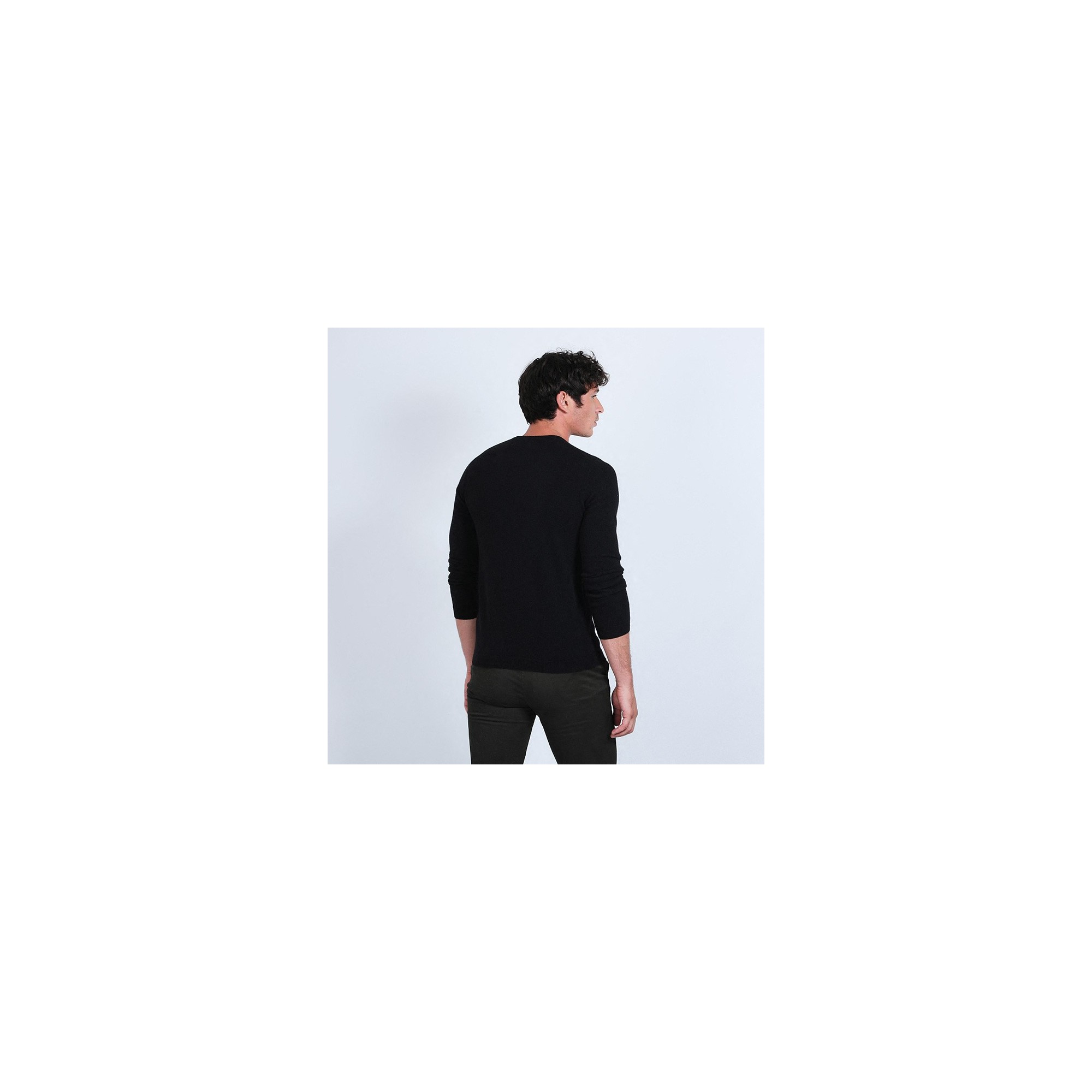 Pull col V en cachemire - Benjamin 6610 noir - 01 noir