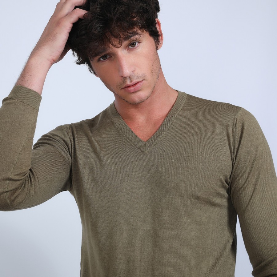 Pull col V en laine mérinos - Elmo