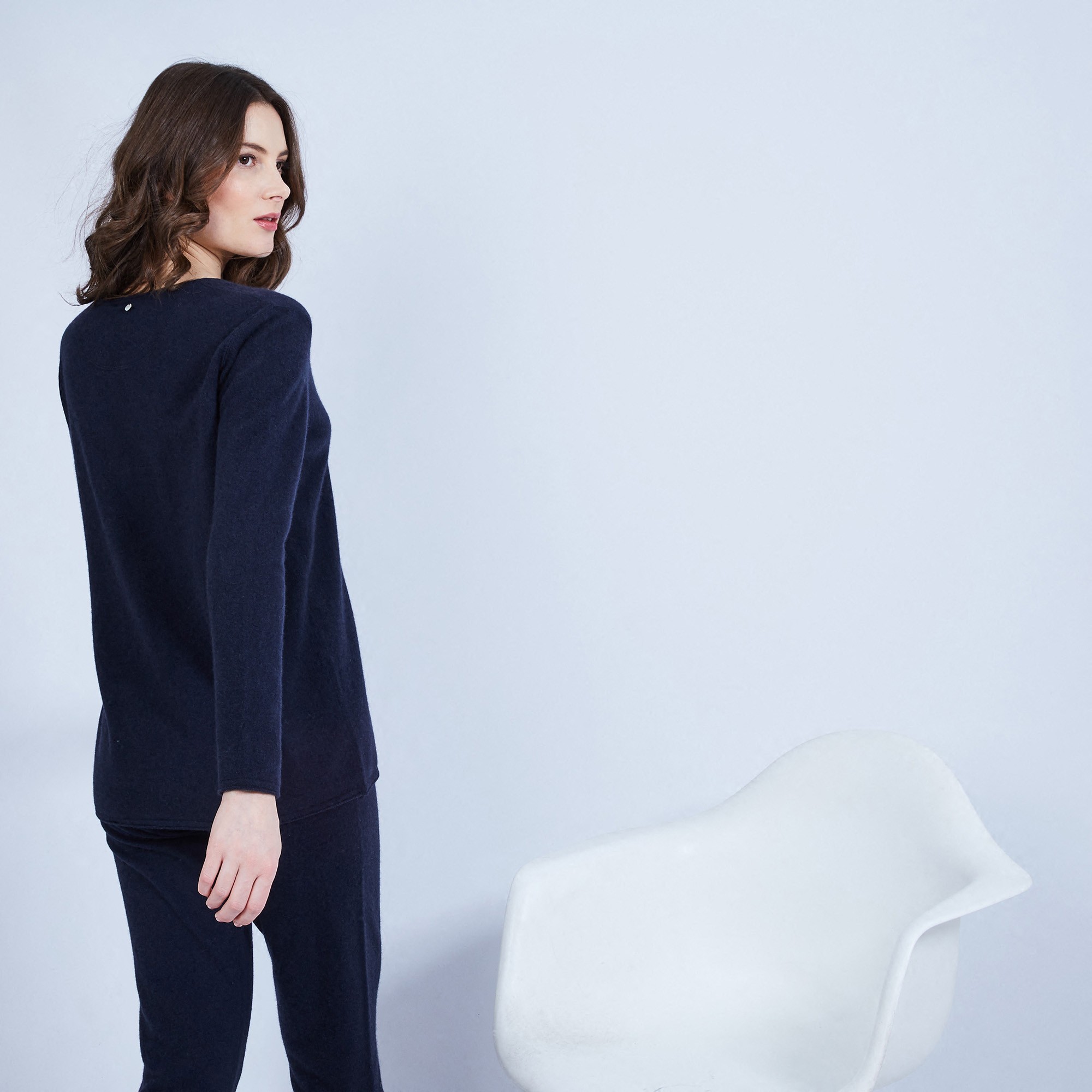 Pull col V en cachemire - Olga 6440 marine - 05 Bleu marine