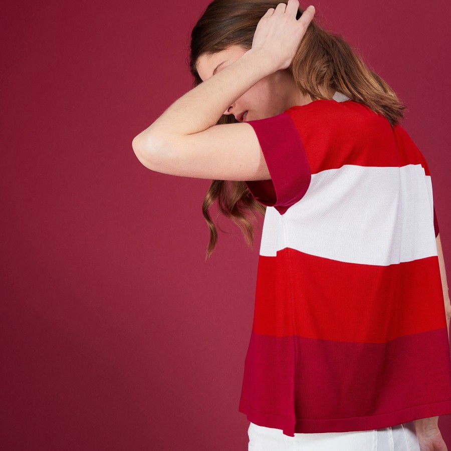 Tricolor natural silk blouse - Alyzée