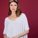 T-shirt long en lin flammé - Bil 6800 blanc - 02 Blanc