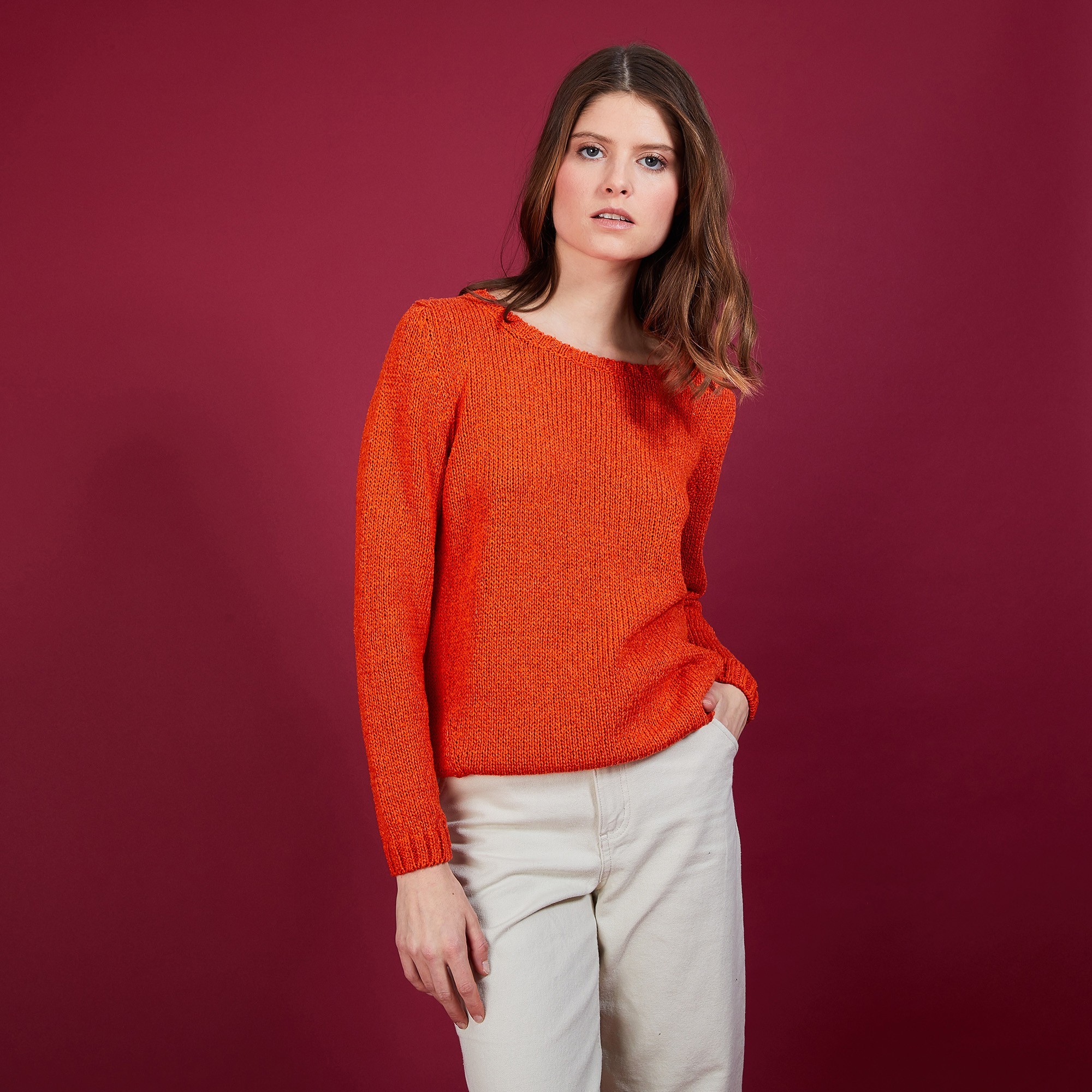 BENJI. PULL COL ROND LAINE ET COTON