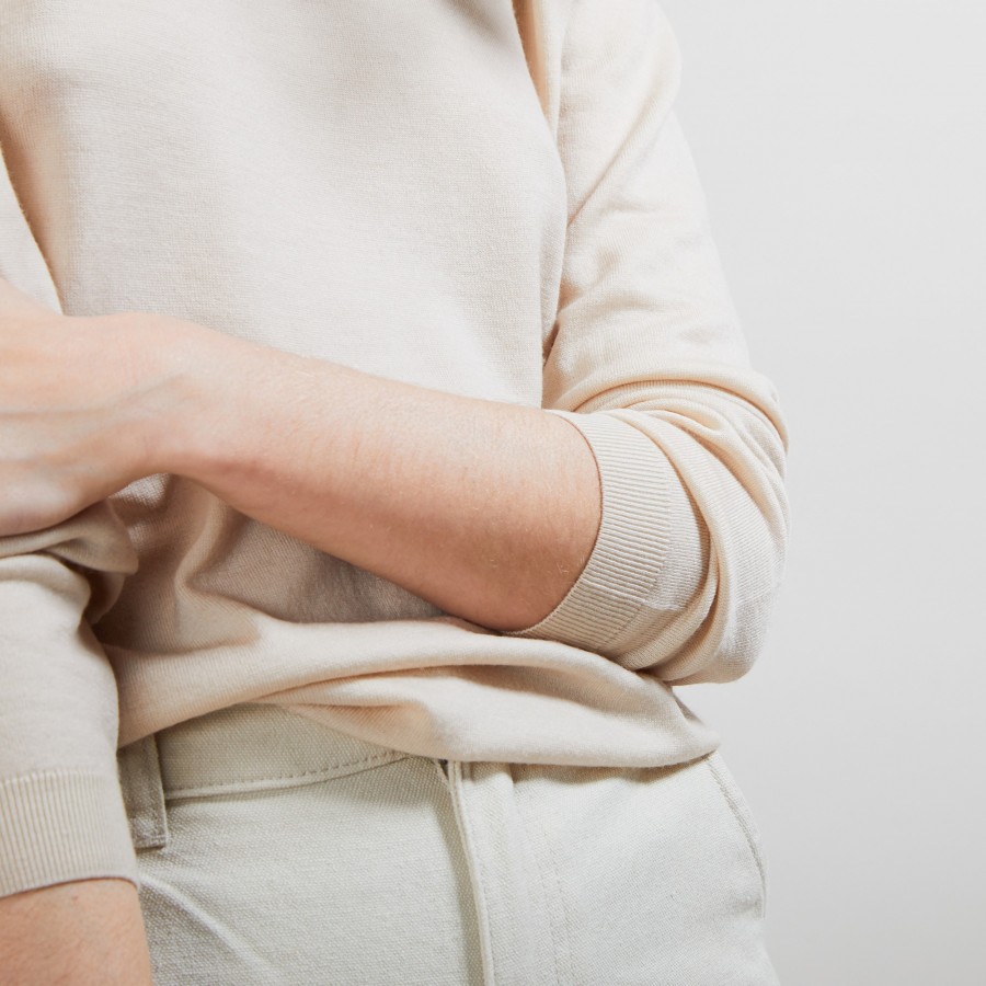 Suéter de gola redonda em lã merino - Balneo