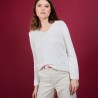 BLOVIS - PULL COL V  SOIE LAINE ET COTON