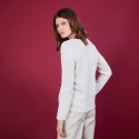 Pull col V en soie coton et laine - Blovis 6800 blanc - 82 Ecru