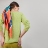 Pull col V en soie coton et laine - Blovis 6852 pollen - 90 Vert anis