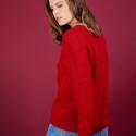Pull col V en soie coton et laine - Blovis 6880 pavot - 52 Rouge