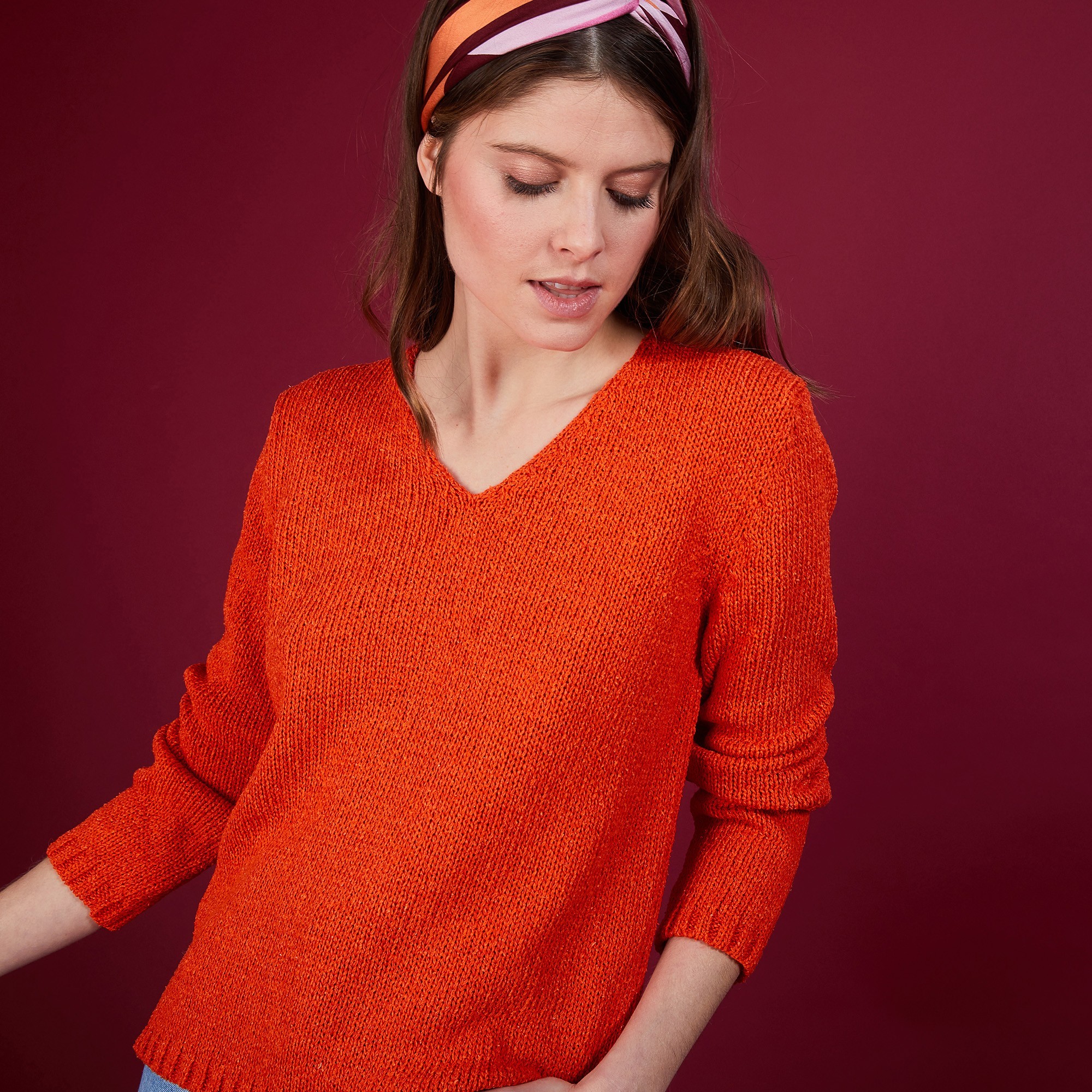 BLOVIS - PULL COL V  SOIE LAINE ET COTON