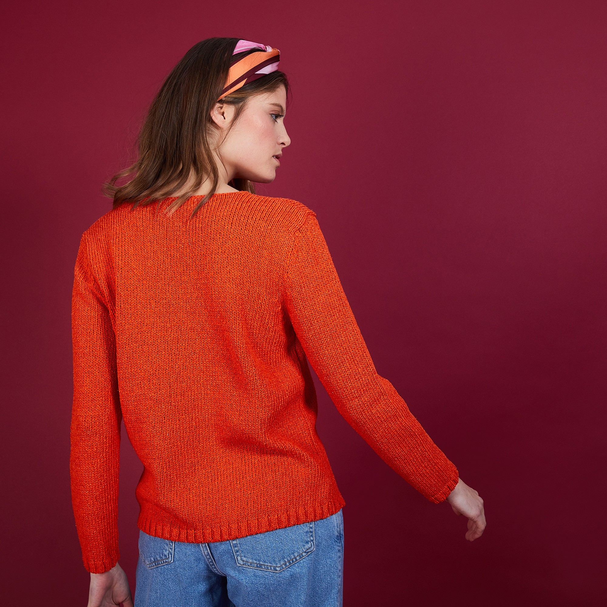 BLOVIS - PULL COL V  SOIE LAINE ET COTON