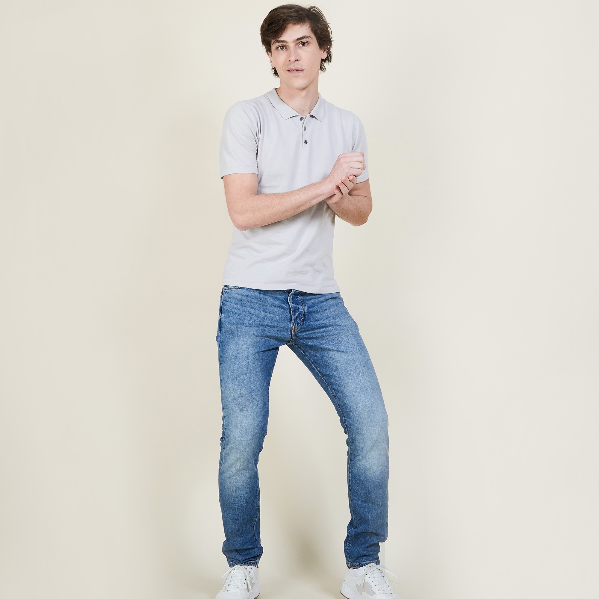 Polo homme en coton - Bora 6811 gris clair - 11 Gris clair
