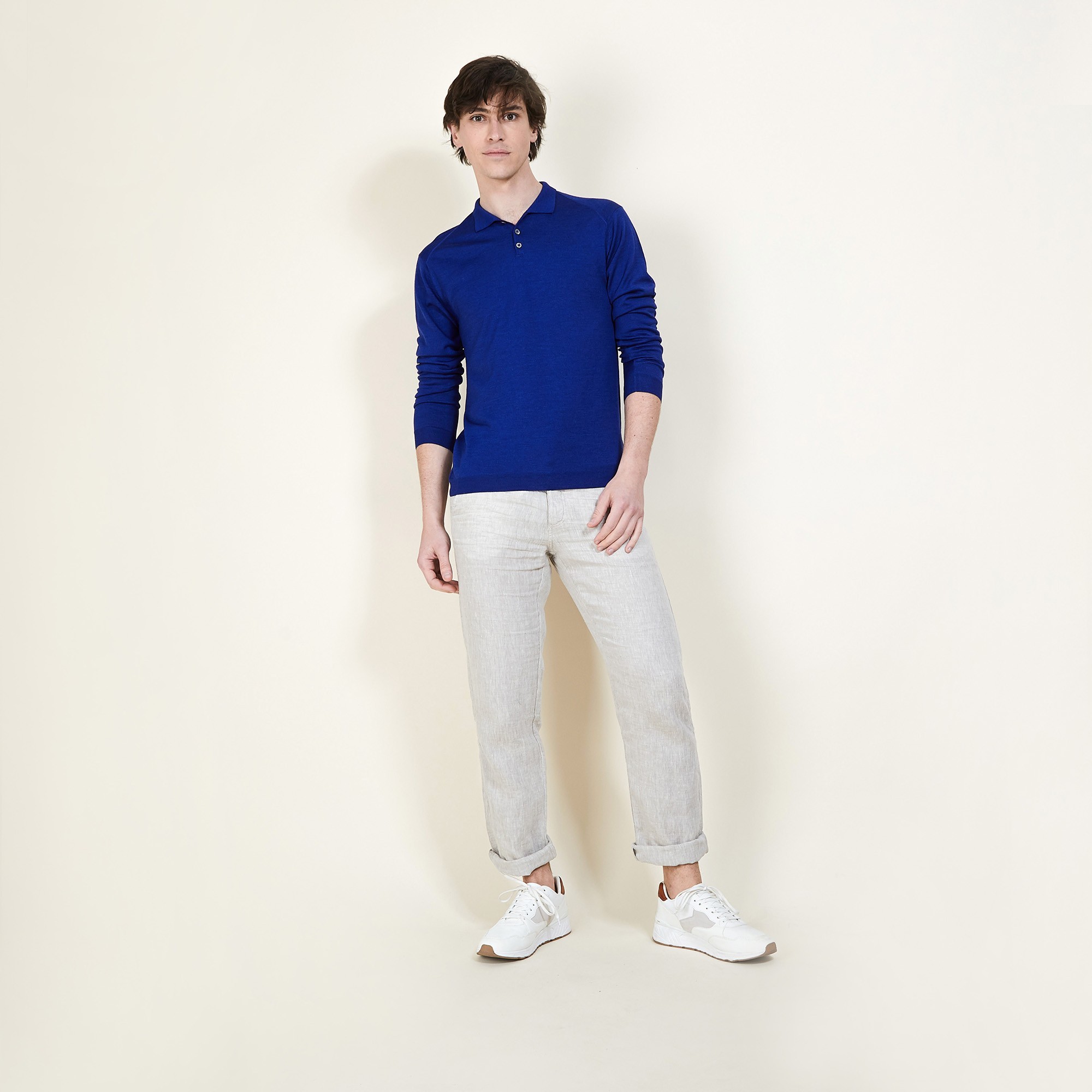 Pull col polo en laine et soie - Bartev 6841 ALTITUDE - 06 Bleu foncé