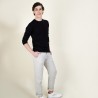 Pull col rond en laine et soie - Barsam 6810 noir - 01 Noir