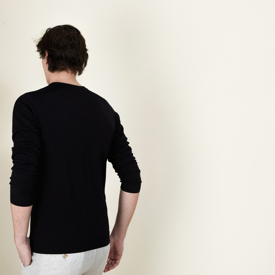 Pull col rond en laine et soie - Barsam