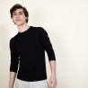 Pull col rond en laine et soie - Barsam 6810 noir - 01 Noir