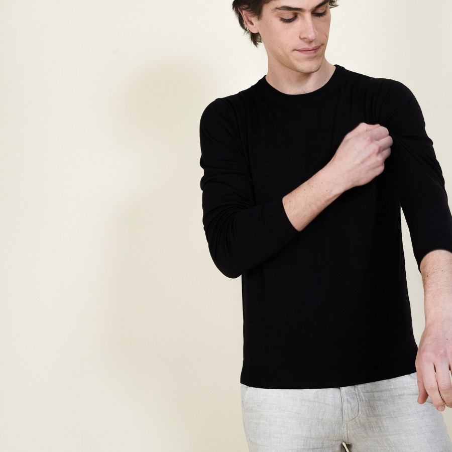Wool and silk round neck sweater - Barsam