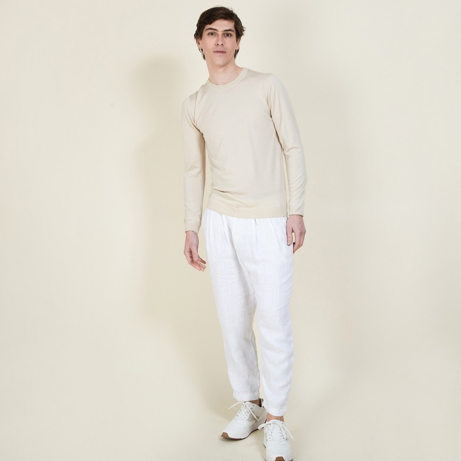 Wool and silk round neck sweater - Barsam