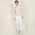 Pull col rond en laine et soie - Barsam 6801 beige - 12 Beige clair