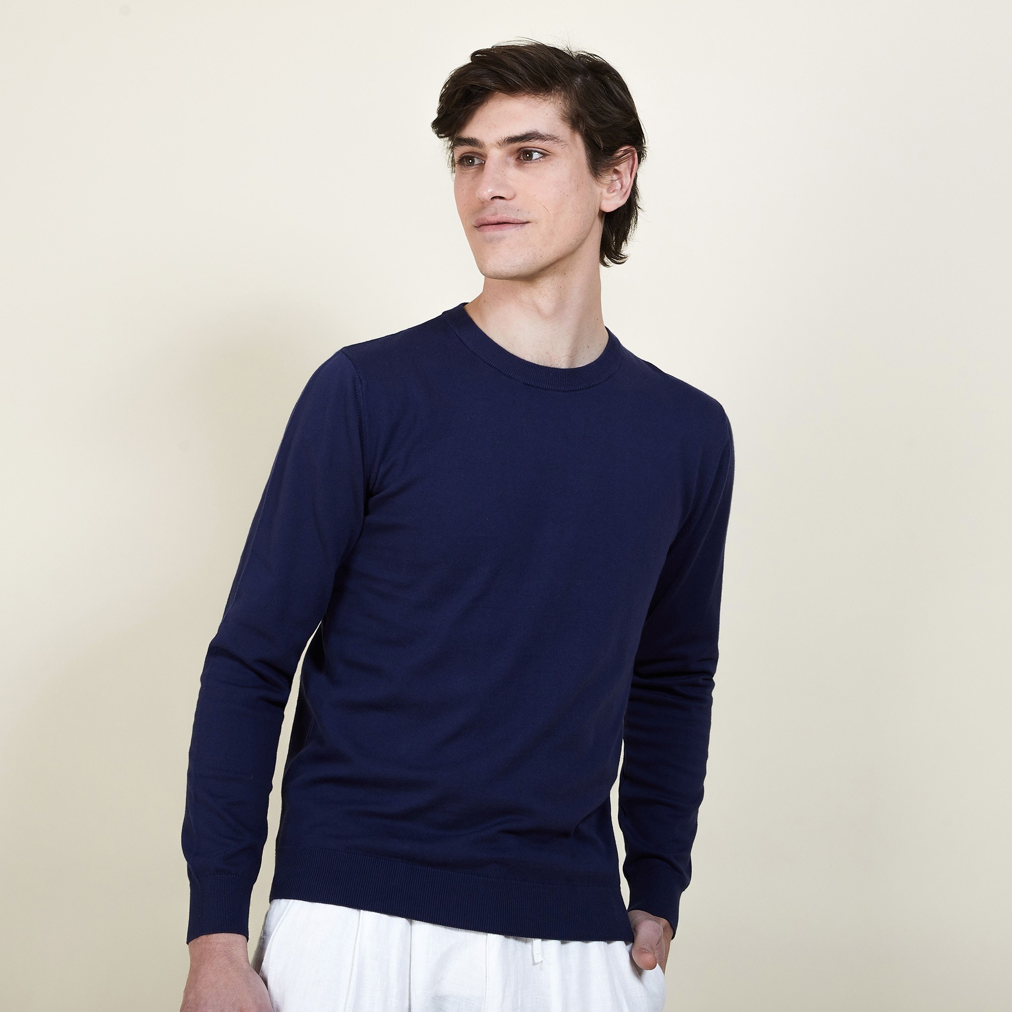 Pull col rond en coton - Balboa 6851 maquis - 83 Kaki