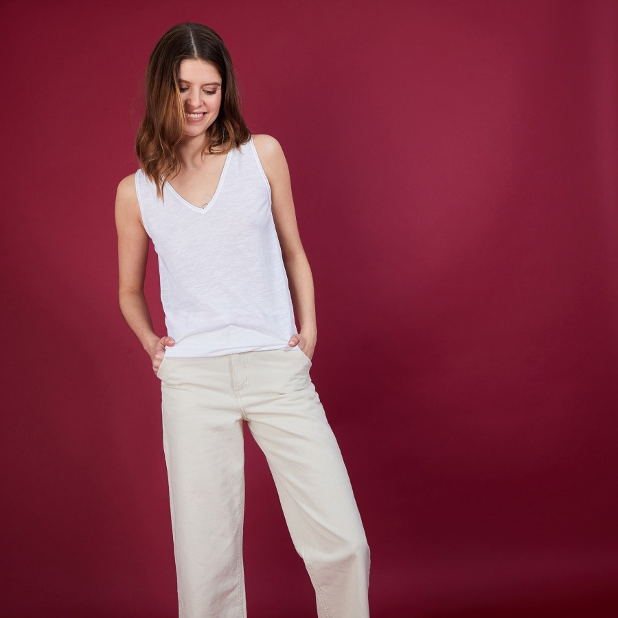 Flamed linen tank top - Boréal