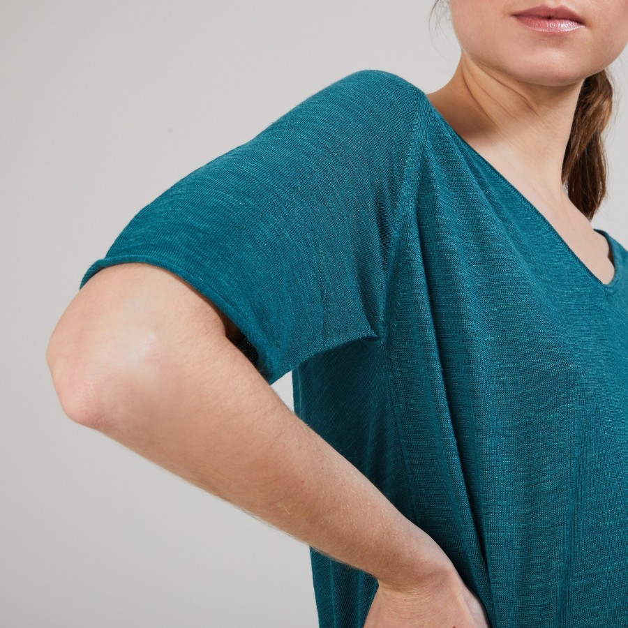 Linen T-shirt with elbow sleeves - Bonbon