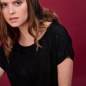 Long T-shirt en lin flammé - Coline 6810 noir - 01 Noir