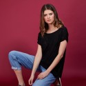 Long T-shirt en lin flammé - Coline 6810 noir - 01 Noir