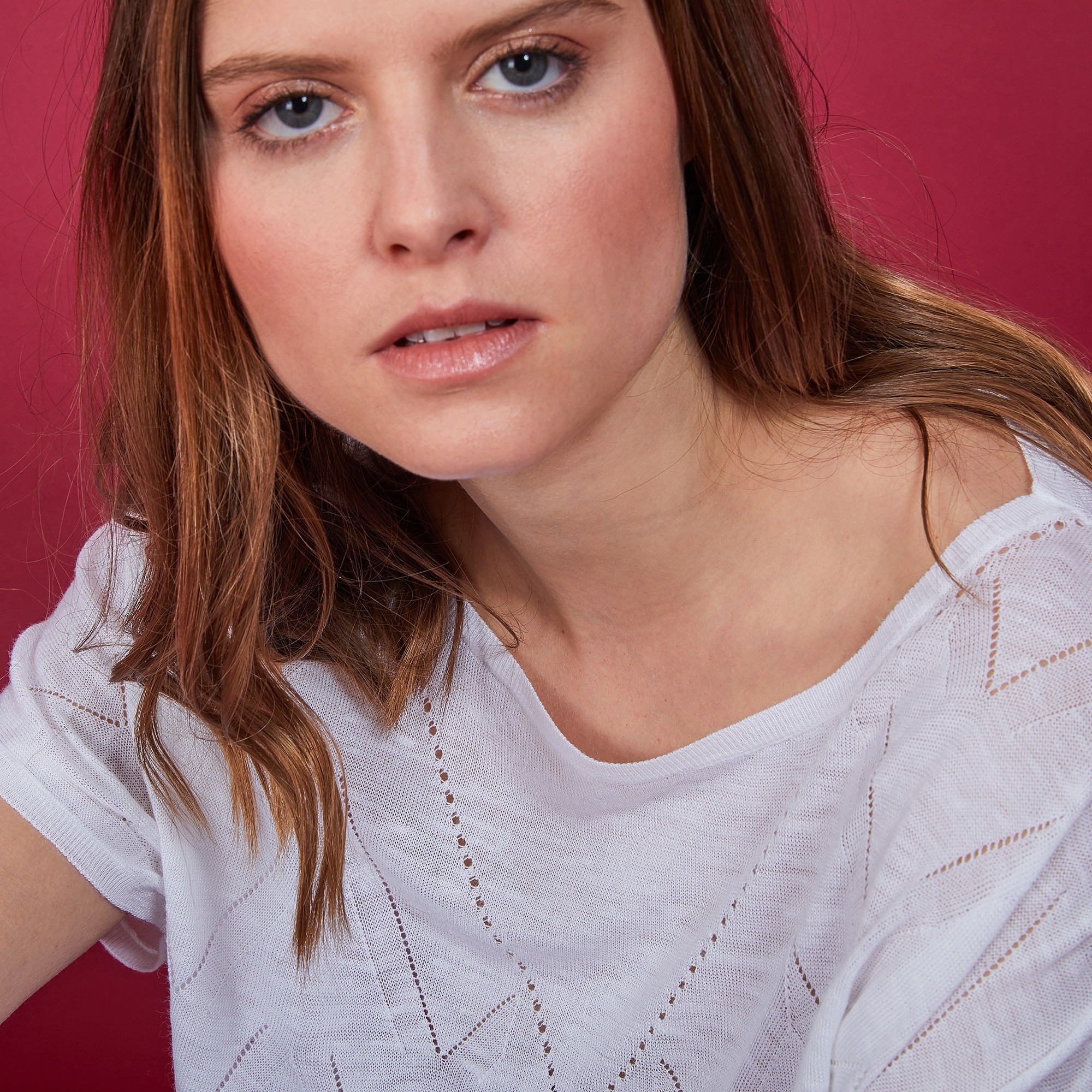 Long T-shirt en lin flammé - Coline 6800 blanc - 02 Blanc