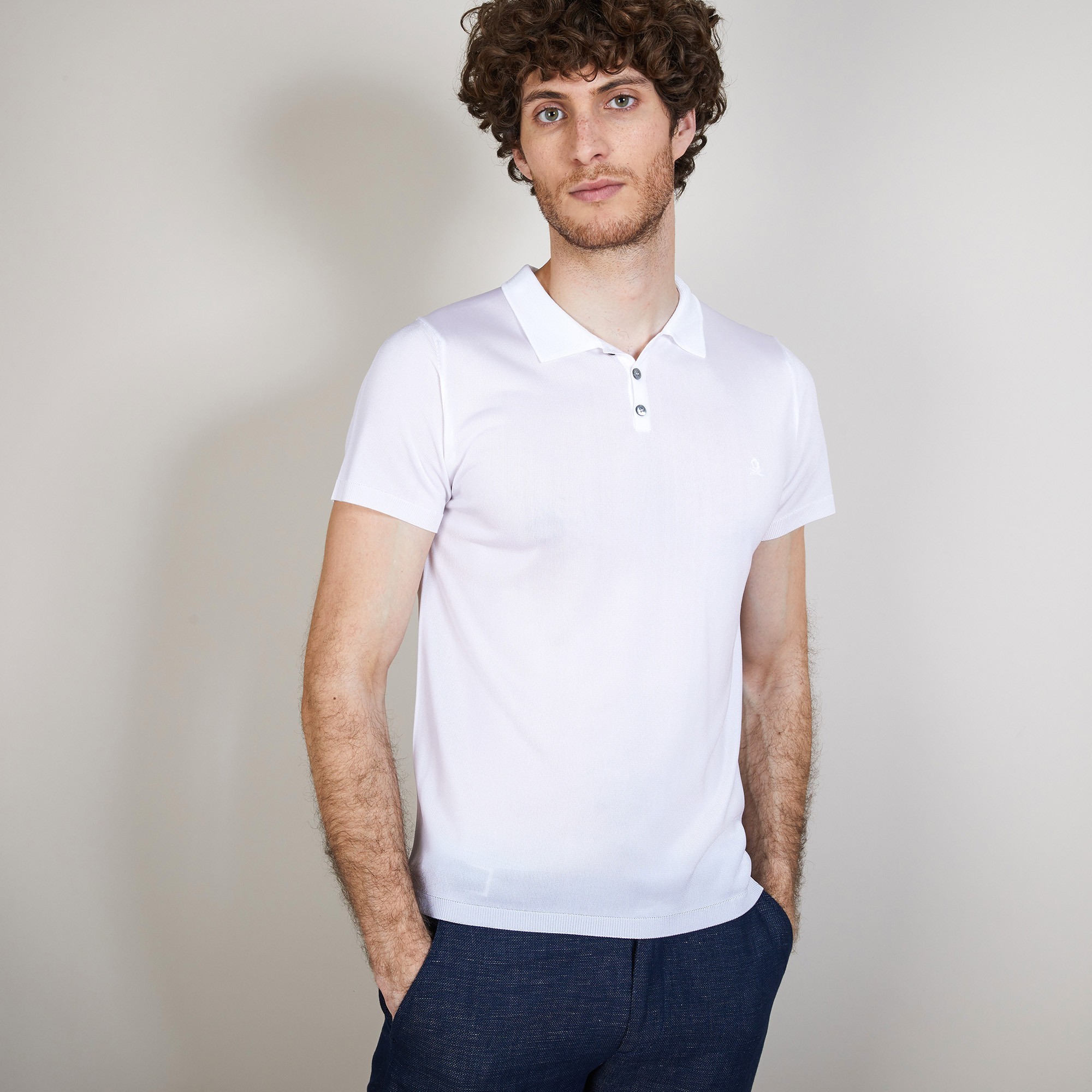 Polo manches courtes en Fil Lumière - Babar 6800 blanc - 02 Blanc